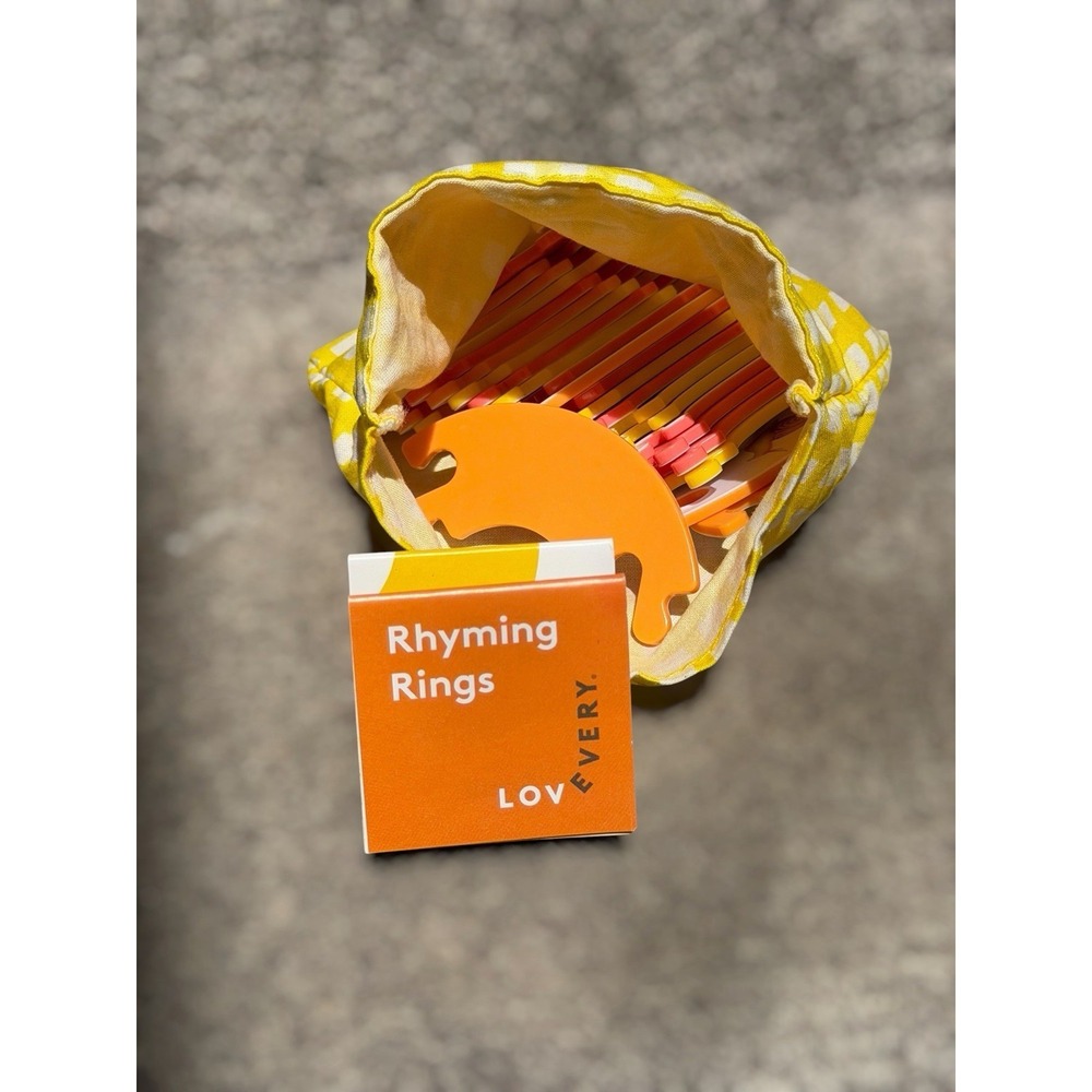 Lovevery Rhyming Rings W/ Organic Cotton Storage Bag Play Kit - Month 52, 53, 54